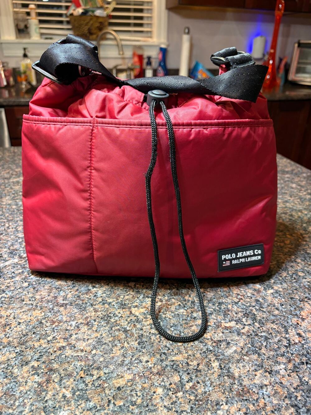 Ralph Lauren Polo Jeans Red Nylon Shoulder Bag Adjustable Strap Vintage